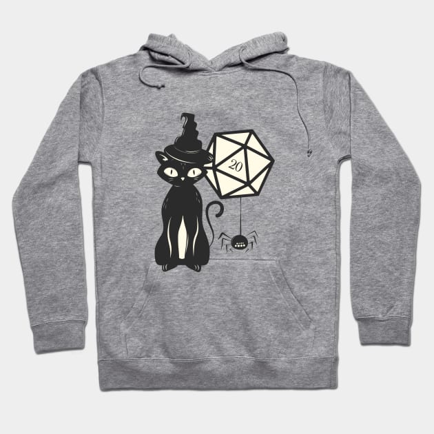 Halloween Cat with Polyhedral D20 Dice of the Witch Hoodie by dungeonarmory